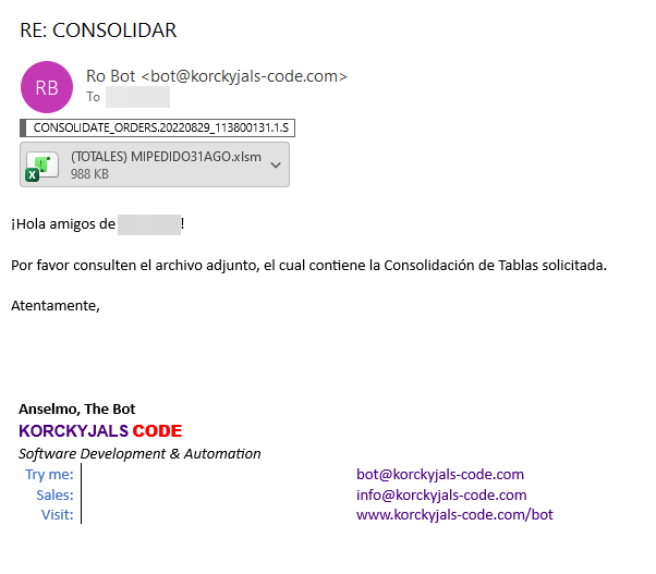 Correo de Anselmo con el Excel (TOTALES) MIPEDIDO adjunto, consolidación de tablas